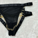 Toucheart Erotic Underwear Mesh See-through Patchwork Metal Chain Hot Girls Sexy Seductive Coquette Nightclub Party Dance Suit