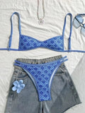 XS - XL Flowers Printed High Cut Bikini Women Swimsuit Female Swimwear Two-pieces Bikini Set Bather Bathing Suit Swim Beachwear
