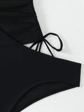 Short Sleeves Two Pieces Swimsuit Women Tankini 2026 Black Zipper Swimwear Female Beach Wear Bathers Bathing Swimming Swim Suit