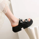 Luxury Rhinestone Thick Bottom Sandals Women 2026 New Silk Satin Embroidery High Heel Sandals Woman Summer Thick Heeled Slippers