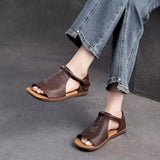 2026 Women's Summer Solid Color Retro Outdoor Casual Comfortable Flat Sandals  Beach Sandal