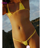 DEKA Brazilian Cotton Mini Micro Bikini Set Women Extreme Triangle Swimsuit Bathing Beachwear Sunbath Erotic Lingerie Underwear