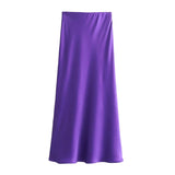 Foridol Autumn Winter Burgundy Satin Skirt Women Party Silk Skirt High Waist Straight Long Faldas Mujer Christmas Skirt