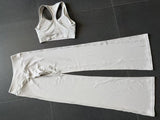 Breathable Stretch Yoga Sets Women Quick Drying Shockproof Sports Bra High Waist Bell Bottom Pants Gym Two-piece Fitness Suit