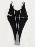 Sexy Ribbed Cross Backless Women Monokini Micro String Thong Swimwear One Piece Swimsuit Female High Cut Bathing Suit Swim Lady