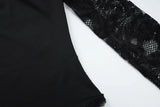 FDYOUI 2026 New Lace Patchwork Long Sleeve T-shirts for Women Square Collar See-through Slim Crop Tops White Black Tee Shirt