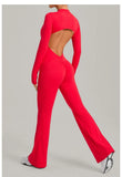 Women's Seamless Yoga Jumpsuits Sports Fitness Gym One-piece Long-sleeves Hip-Lifting Beauty Back Workout Training Bodysuits