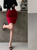 Korean Pure Desire Sexy OL High Waist Ruched Hip Slit Mid-Length Bodycon Skirt Fashion Sexy Women Mini Skirts 2026 New BL9X