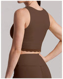 Sexy Fake Two-piece Yoga Tank Top Naked Feel Lace Trim V Neck High Stretch with Bra Pads Gym Running Fitness Dance Tank Top
