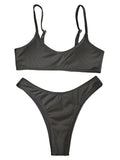 Ribbed High Leg Cut Bikini Female Swimsuit Women Swimwear Two-Pieces Bikini Set Brazilian Padded Bather Bathing Suit Swim V7126