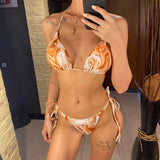 S- XXL Leopard Printed Long Sleeve Bikini Women Swimwear Female Swimsuit Three-piece Bikini set Bather Bathing Suit Swim V3193SW