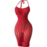 Fishnet Women Sexy Beach Cover Up Dress Women Stretch See Through Sleeveless without Bikini Swimsuit Coverup Mini Beachwea