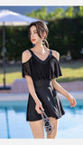New Swimsuit for Women Soaking in Hot Springs, Concealing Flesh and Slimming, Conservative One-piece Skirt, Flat Angle Swimsuit