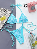 Zebra Print Halter micro Bikini 2025 women Bandeau String Swimsuit Female swimwear Neon Shiny bikini set Leopard Bathing Suit