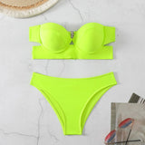 WackDaria sexy bikini set black color push-up women swimsuit swimwear women biquini maillot de bian femma black summer swimsuit