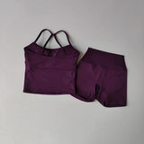 Women's Slim Shoulder Yoga Vest High Waisted Waist Hugging Naked Yoga Three Part Shorts Exercise Set Popular Fitness Clothing