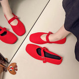 Women Flats Summer Trend Knitted Mary Jane Shoes for Woman Breathable Footwear Lightweight Casual Flat Shoes Zapatos De Mujer