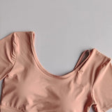 Women's Quick-Dry Yoga Sports Top with Chest Cushion Sexy Short-Sleeved Fitness T-Shirt Tight-Fitting Navel Revealing Yoga Suit