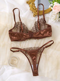 Lafis Sexy and Alluring Floral Embroidery Women's Underwear Set - Alluring Sexy Two-Piece Bra and Underwear Set ZA825126
