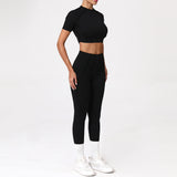 2PCS Yoga Suit Sports Set Women Quick-Drying Gym Set Women Tracksuit Running Workout Long Sleeve Sports Shirt Yoga Clothing