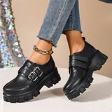 Platform Women's Punk High Heels Loafers Shoes Big Size 45 46 47 Buckle Black Thick Sole Heeled Punk Shoes Ladies 2026 Spring