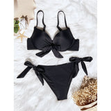 XS - XL Knotted Push Up Bikini Swimsuit Female Swimwear Women Two-pieces Bikini Set With Bra Cup Bather Bathing Suit Swim V3992