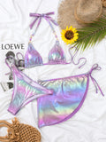DEKA Brazilian Rainbow Rhinestones Bikini Set Swimsuit Crystal Bikini Set Triangle Swimwear G-string Bathing Suit