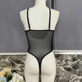 European and American style sexy women's hollow-out tight pants, backless one-piece underwear, bodysuit, gloves not included
