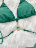 Halter Rhinestone Diamond Bikini Women Micro Thong Swimwear Female Swimsuit Two Pieces Bikini Set Satin Bathing Suit Swim Lady