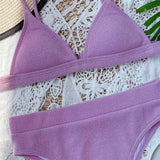 S - XL Sexy Female Swimsuit High Waist Bikini Women Swimwear Two-Pieces Bikini Set Ribbed Bather Bathing Suit Swim V2328