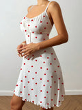 Women's Sexy Nightdress Night Gown Heart Printed Halter Neck Pajamas Mini Dress Casual Sleepshirts Nightdress Sleepwear