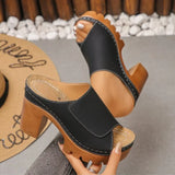 Women Sandals Open-Toe High-Heel Slippers Summer Fashion Outdoor Wear Sandals Slip-On Big Size Shoes Women