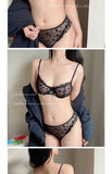 Everyday French Lace Bra Set Wireless Small Bust Support Anti Sagging Lightly Lined Comfort Sexy S-XL MOYISU Sexy Panty Tushy AB