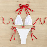 Strawberry Designer Bikini Women White Contrast Bikin Micro Swimsuit Two Pieces Bikini Set Brazilian Bathing Suit Thong Swimwear