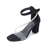 Woman Summer Open Toes Heel Shoes Thick Heels Sandals  Square Head Minimalist Design Fashionable and Versatile Large Size