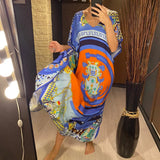 2026 New Colorful Kaftan Tunic Beach Dress Beach Wear Beachwear Beach Cover Up Cover-upsLoose Maxi Dress Female Women V4428