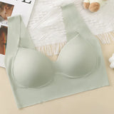 Ice Silk Wireless Bras For Women Push Up Chest One Piece Outer Wear Bra Traceless Underwear Vneck Female Lingerie