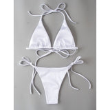 Sexy 13 Colors Halter Satin Brazilian Bikini Women Swimwear Female Swimsuit Two-pieces Bikini set Bather Bathing Suit Swim V4966
