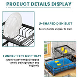 Two-Tier Dish Drying Rack for Kitchen Countertop