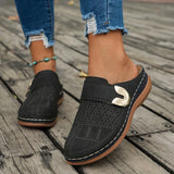 Closed Toe Med Heels Slippers Women Fashion Buckle Wedge Heel Sandals Woman 2025 Summer Lightweight Casual Non-Slip Beach Shoes