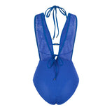 S - XL Deep V Neck Knit Fish Net Mesh Women Swimwear One Piece Swimsuit Female Monokini Backless Bather Bathing Suit Swim V7832