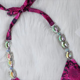 Snake Printed Halter Rhinestone Diamond Bikini Women Swimwear Female Swimsuit Two-pieces Bikini Set Brazilian Bathing Suit Swim