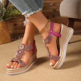 Fashion Crystal Chunky Wedges Sandals Women Elastic Band Slip On Platform Sandles Woman Luxury High Heel Sandalias Plus Size 43