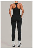 Women's Seamless Yoga Sets Sports Fitness Hip-lifting High Waist Pant Sleeveless Backless Suits Workout Running Leggings Sets