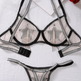 Sexy mesh see-through shapewear sexy split underwear set