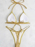 Halter PU Leather Extreme Mini Micro String Bikini Female Swimsuit Women Swimwear Two-pieces Bikini Set Thong Bathing Suit Swim
