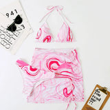 3 Pieces Bikini Set With Skirt  Tie Dye String Thong Bathing Suit Women Swimsuit Female  Swimwear Beach Wear Swim Lady Summer