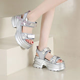 Silver Chunky Platform Sandals for Women Summer Wedge Heels Sport Sandals Woman Comfortable Thick Bottom Casual Sandles Female