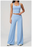 Women's Summer Two Piece Yoga Sets Slimming Sports Tank Top Lifted Buttocks High Waist Flare Pants Gym Fitness Suits Tracksuit