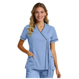 Top For Women Soft V Neck Open Front Scrub Tops Stretchy Short Sleeve Side Tie Shirts ropa de mujer